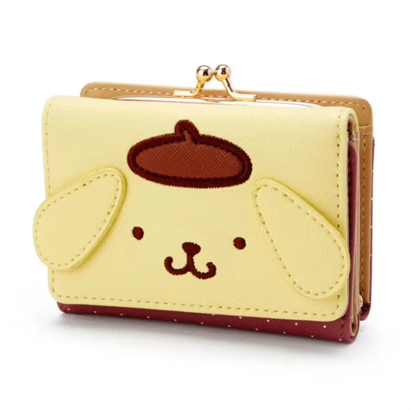 Sanrio Hello Kitty Bag Kawaii Cinnamoroll My Melody Kuromi Casual Fashion PU Leather Wallet Cute Folding Card Bag Birthday Gifts