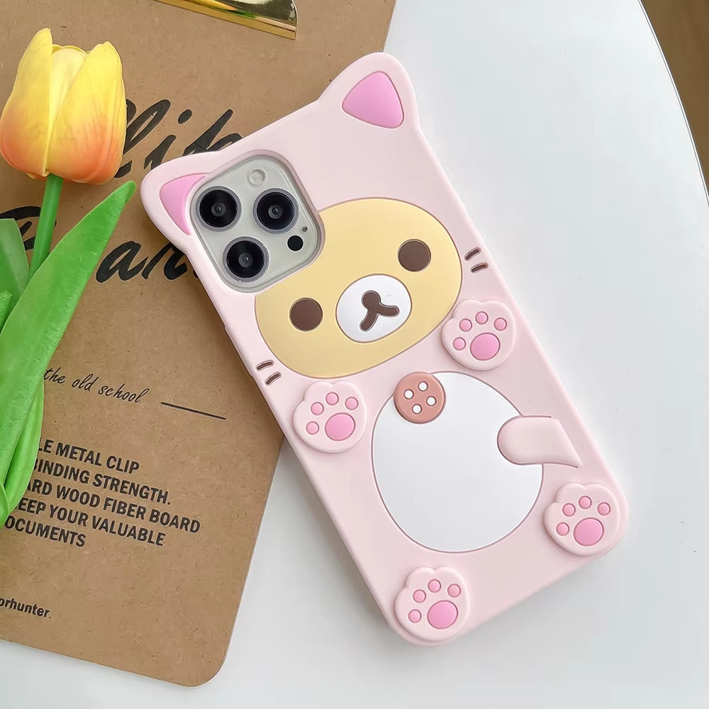 Kawaii Rilakkuma Bear Soft Silicone Cover Case for Iphone 16 15 14 13 12 Mini 11 Pro X XS Max XR 6 6S 7 8 plus SE