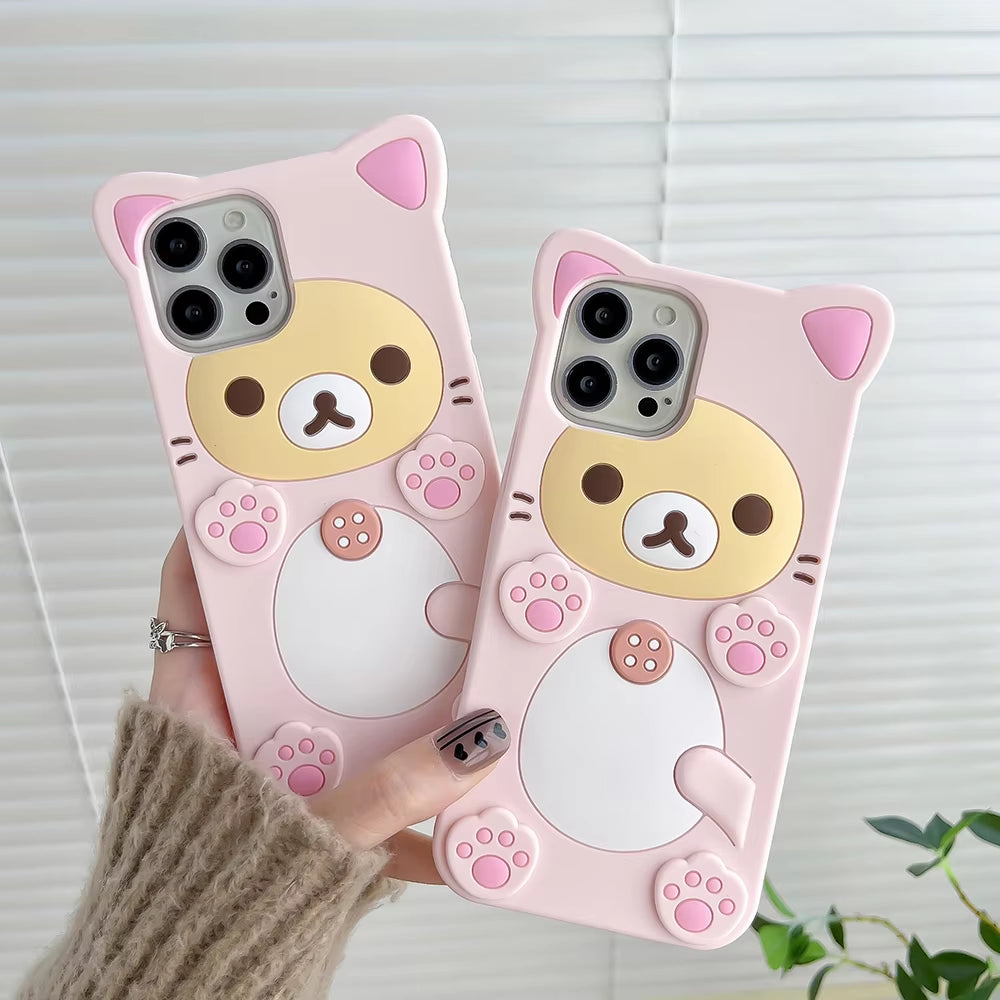 Kawaii Rilakkuma Bear Soft Silicone Cover Case for Iphone 16 15 14 13 12 Mini 11 Pro X XS Max XR 6 6S 7 8 plus SE