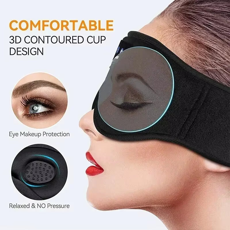 3D Eye Mask Bluetooth Music Play Sleeping Headphones with Built-In HD Speaker Mask for Sleep Headphones Wireless Air Travel 5.0