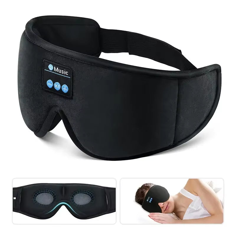 3D Eye Mask Bluetooth Music Play Sleeping Headphones with Built-In HD Speaker Mask for Sleep Headphones Wireless Air Travel 5.0