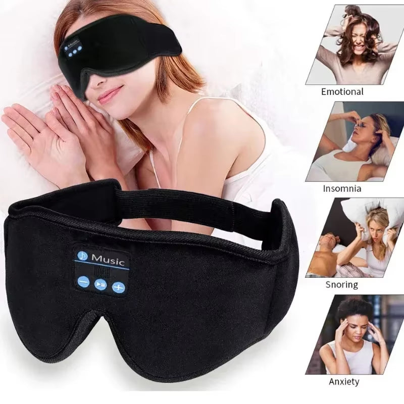 3D Eye Mask Bluetooth Music Play Sleeping Headphones with Built-In HD Speaker Mask for Sleep Headphones Wireless Air Travel 5.0